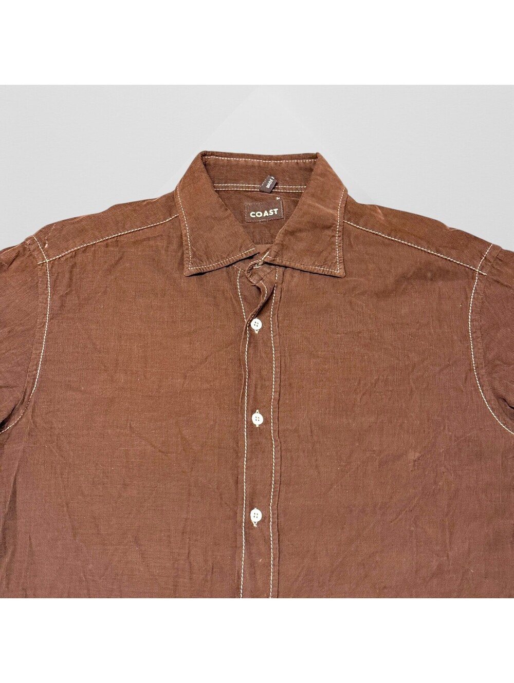 Coast Corduroy Shirt Mens M Classic Fit Long Sleeve Brown Alternative 100% Cot